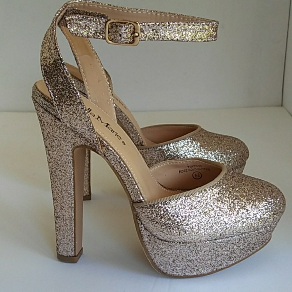 Women's Rosegold Glitter High Heel Shoes